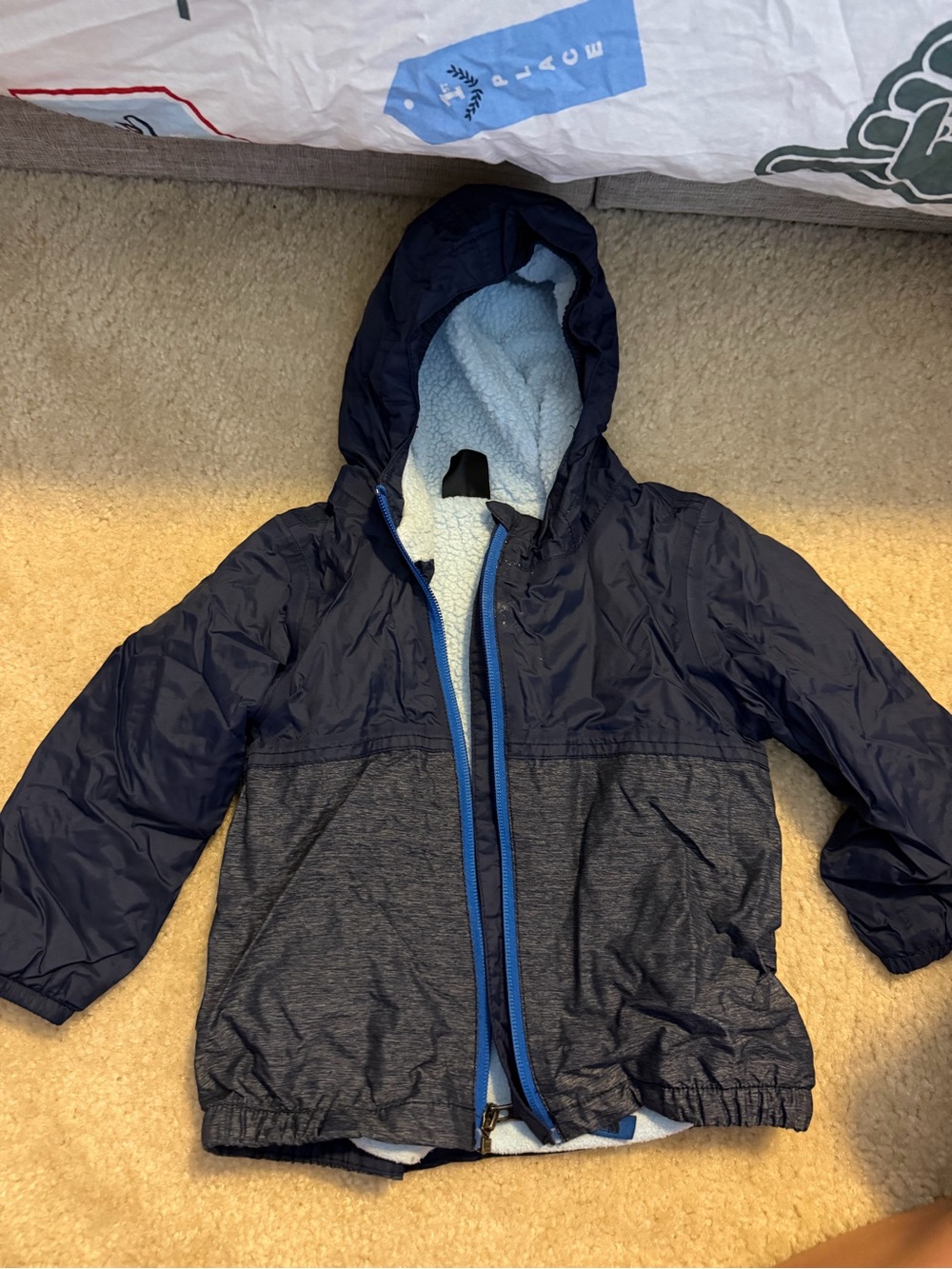 The North Face Kids Navy and Gray Two-Tone Hooded Raincoat